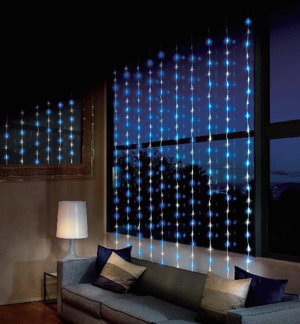 LED White-Blue Waterfall Curtain (2x2m)