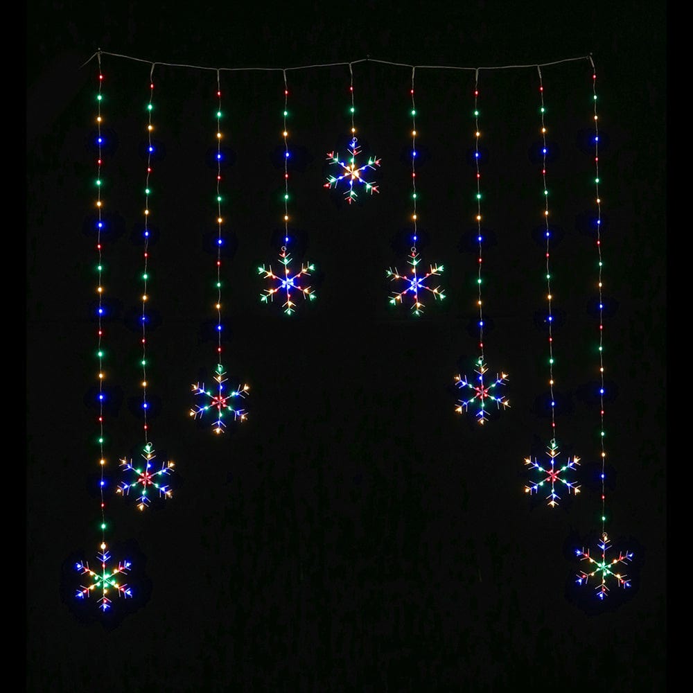 LED Multi Snowflakes Curtain (9pc)