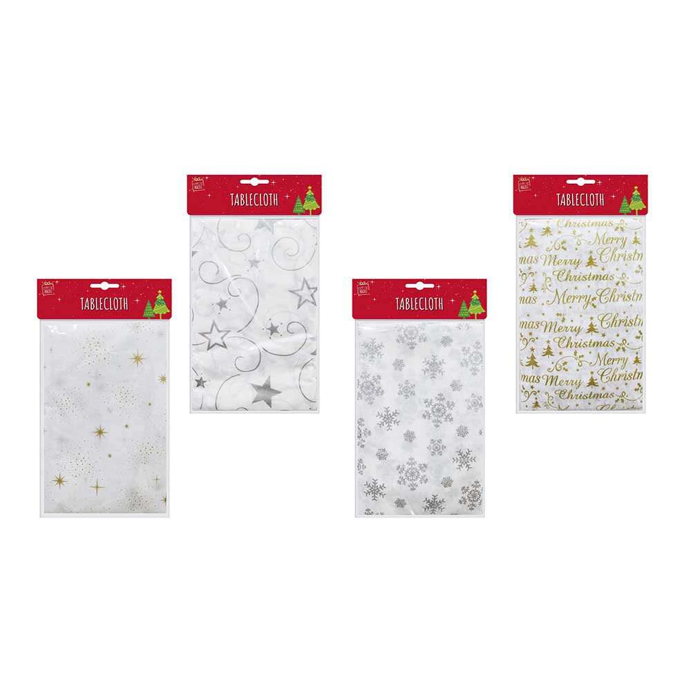 PVA Gold or Silver Print Tablecloth 4 Asst (130x180cm)