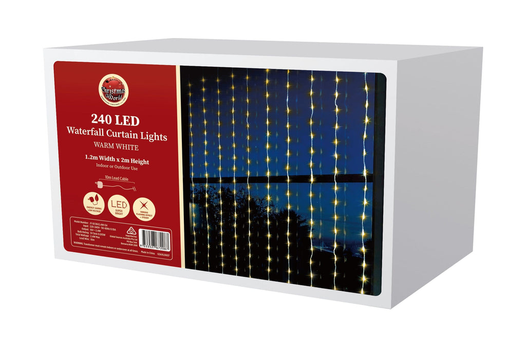 LED Warm White Waterfall Curtain (1.2x2m)
