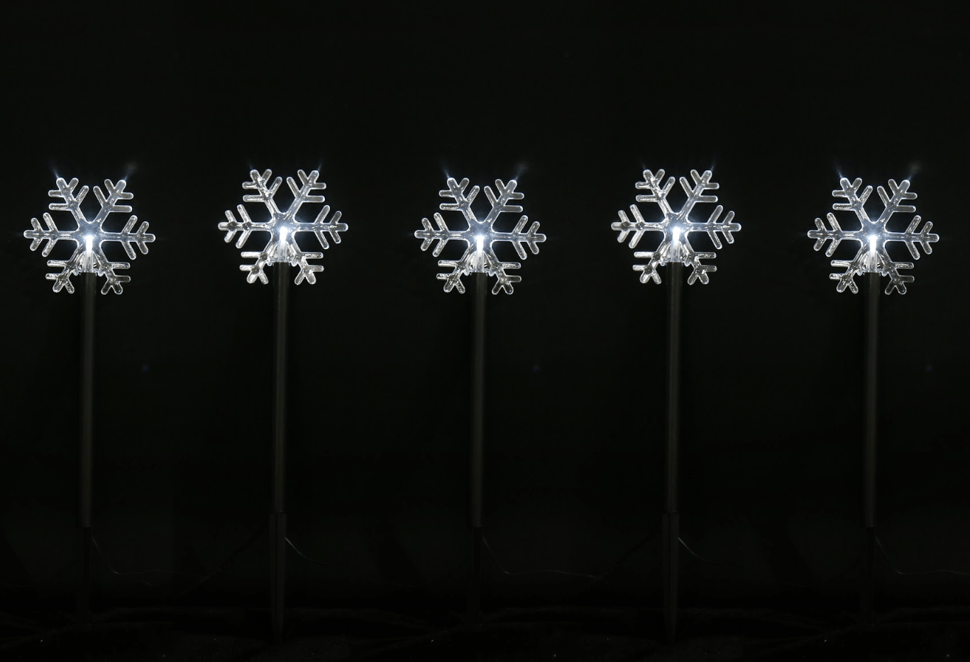 LED Battery Multicolour Snowflakes/ White Stars Stakes with Timer (5pc)