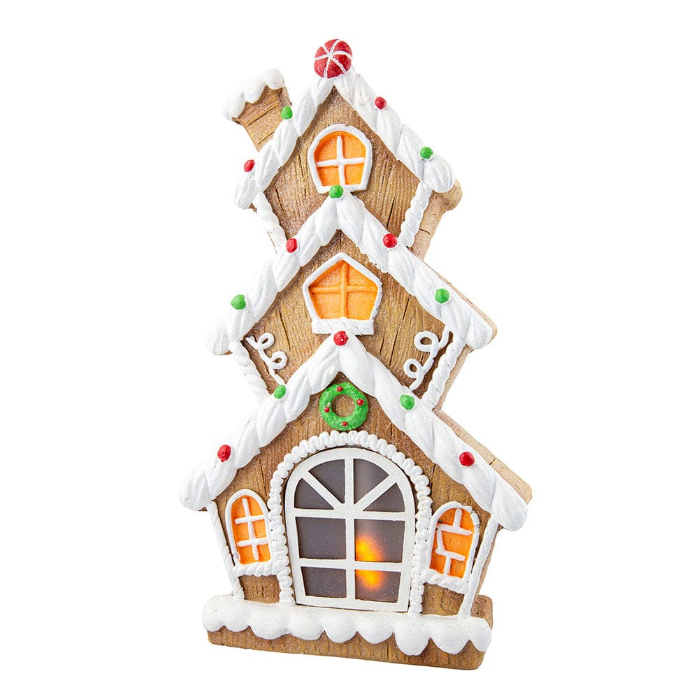 B/O LED Iced Gingerbread Ceramic House with Timer