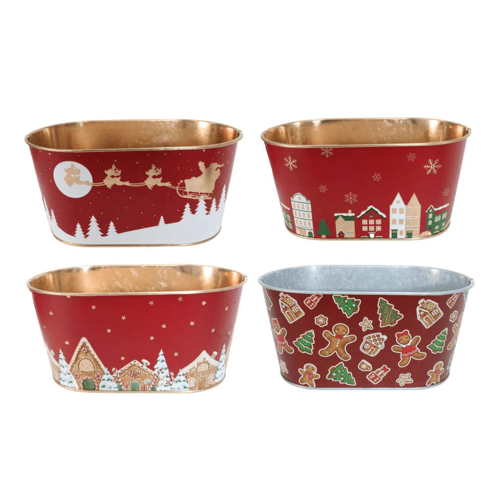Metal Printed Tub Asst (19.5cm)